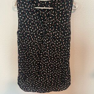 Polka Dot Sleeveless Top - Navy